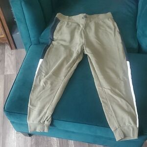 Nike Olive Joggers with Black and White Stripes
